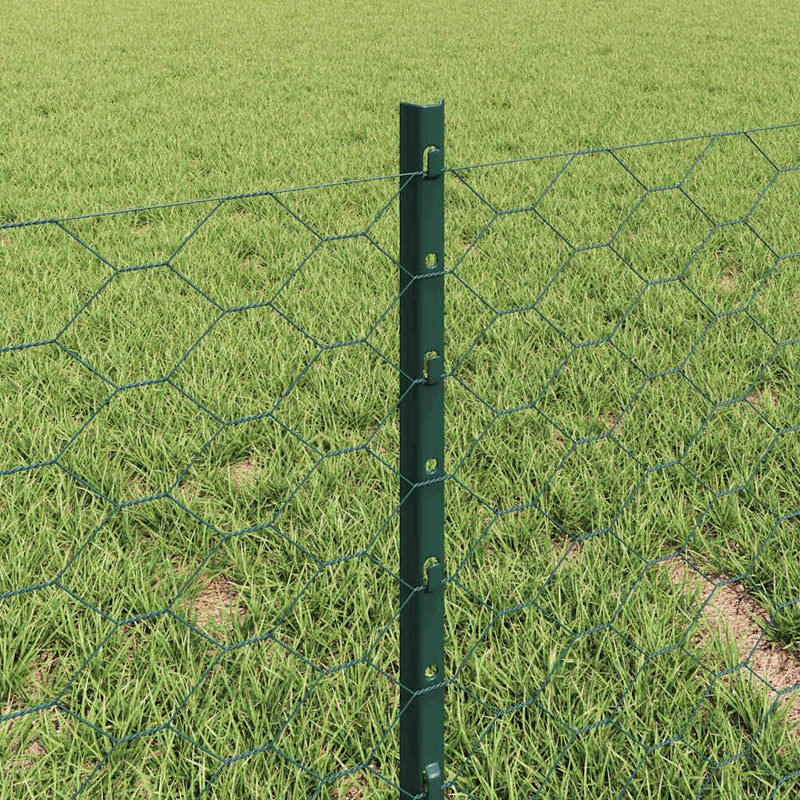 vidaXL Kerítés oszlopokkal Zöld 0,4 x 25 m Acél