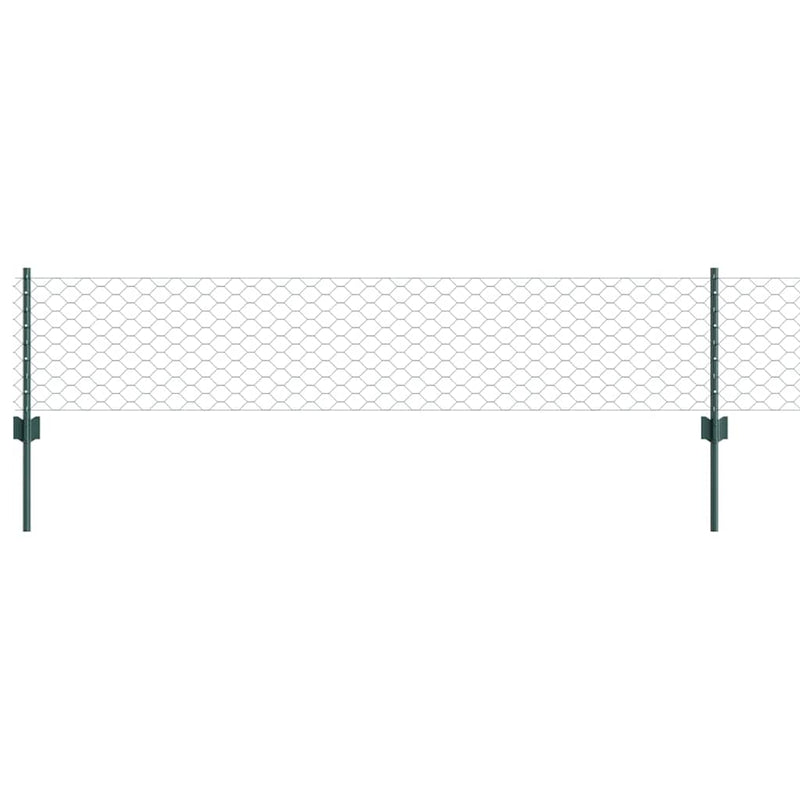 vidaXL Kerítés oszlopokkal Zöld 0,4 x 25 m Acél