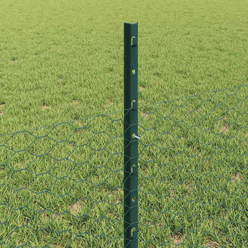 vidaXL Kerítés oszlopokkal Zöld 0.5 x 25 m Acél