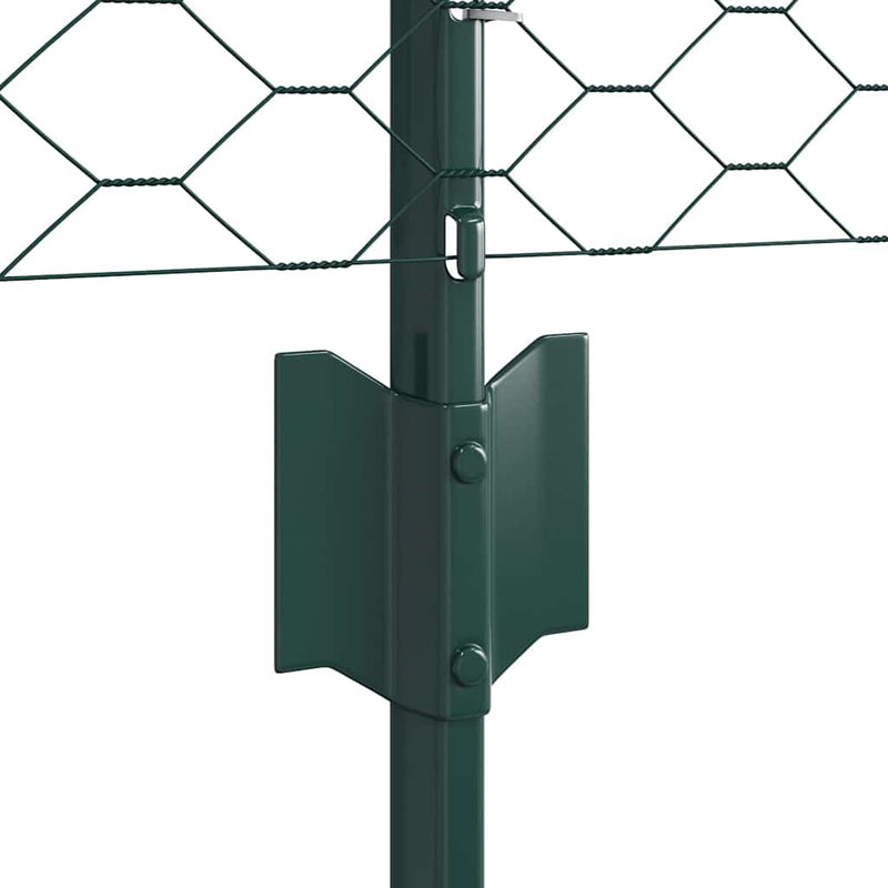 vidaXL Kerítés oszlopokkal Zöld 0.5 x 25 m Acél