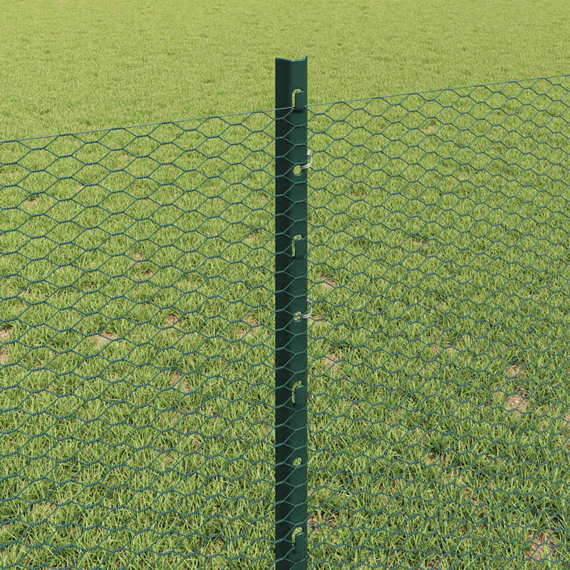 vidaXL Kerítés oszlopokkal Zöld 0.8 x 25 m Acél