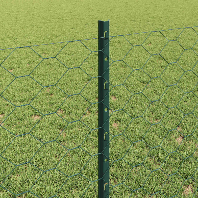 vidaXL Kerítés oszlopokkal Zöld 0.8 x 25 m Acél