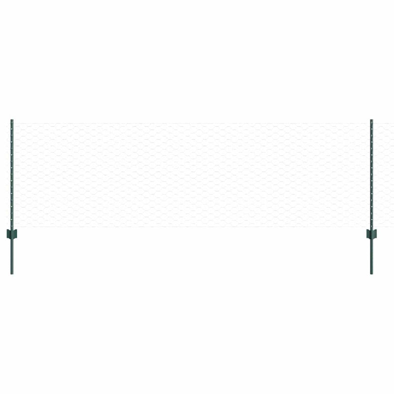 vidaXL Kerítés oszlopokkal Zöld 0.8 x 25 m Acél