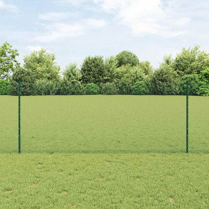 vidaXL Kerítés oszlopokkal Zöld 1 x 25 m Acél