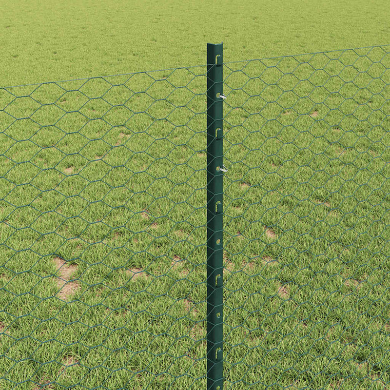 vidaXL Kerítés oszlopokkal Zöld 1 x 25 m Acél