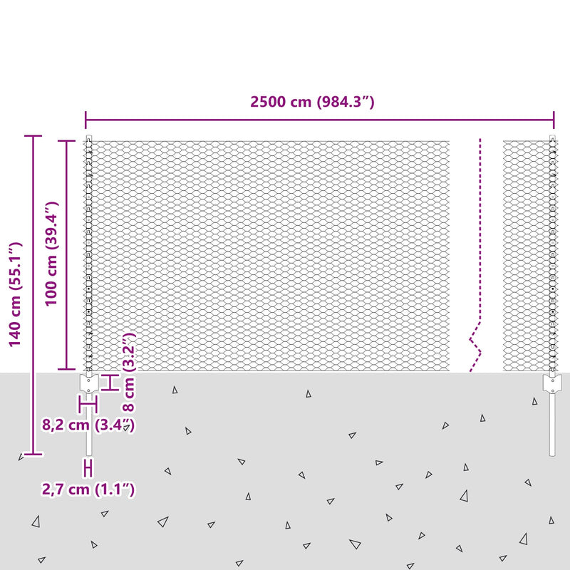 vidaXL Kerítés oszlopokkal Zöld 1 x 25 m Acél