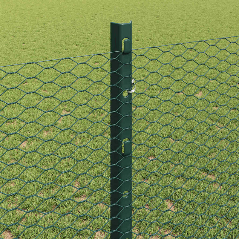 vidaXL Kerítés oszlopokkal Zöld 1.2 x 25 m Acél