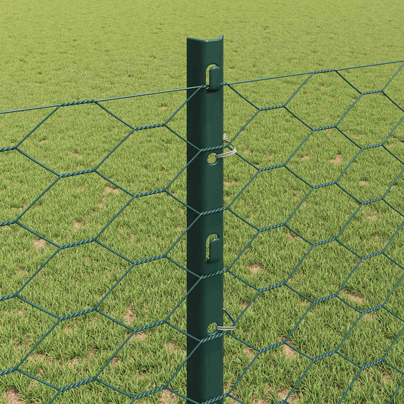 vidaXL Kerítés oszlopokkal Zöld 1.2 x 25 m Acél