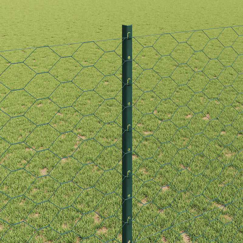 vidaXL Kerítés oszlopokkal Zöld 1.4 x 25 m Acél