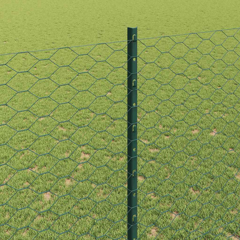 vidaXL Kerítés oszlopokkal Zöld 1.5 x 25 m Acél