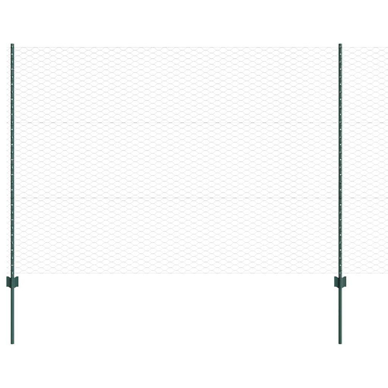 vidaXL Kerítés oszlopokkal Zöld 1.5 x 25 m Acél