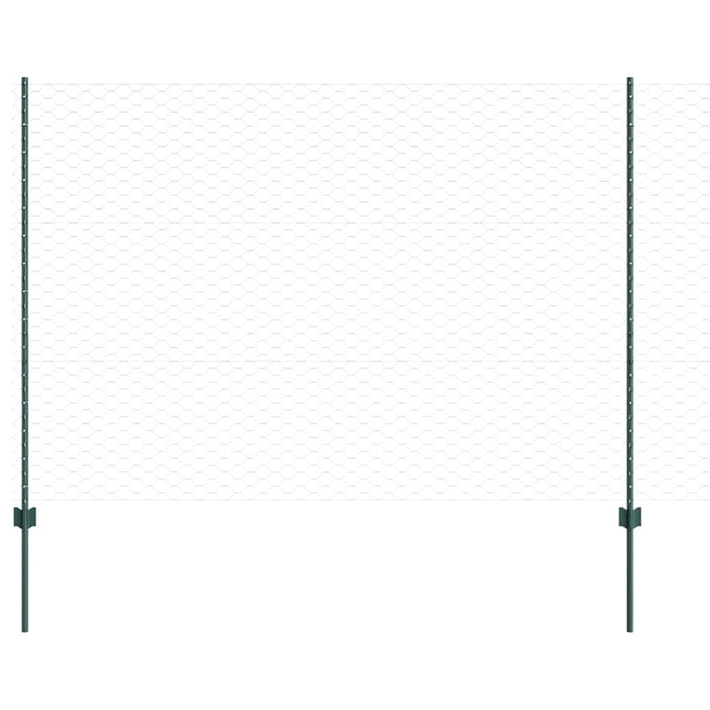 vidaXL Kerítés oszlopokkal Zöld 1.5 x 25 m Acél
