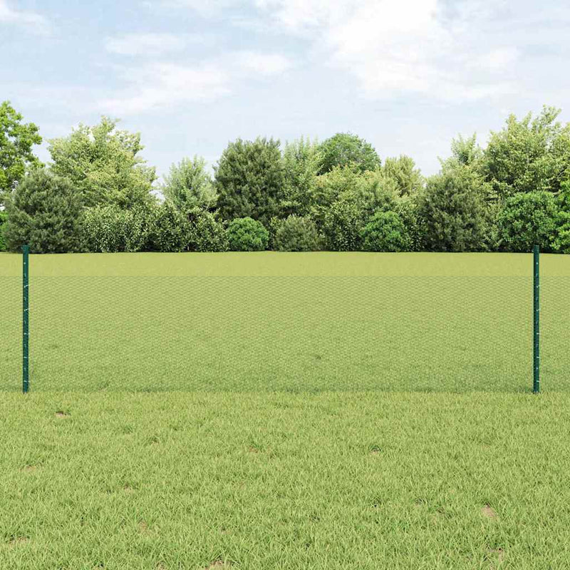 vidaXL Kerítés oszlopokkal Zöld 0.5 x 50 m Acél