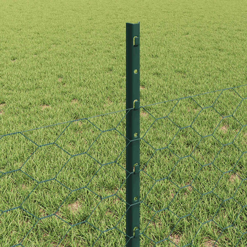 vidaXL Kerítés oszlopokkal Zöld 0.5 x 50 m Acél