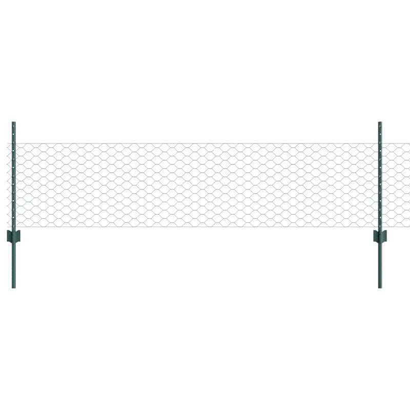 vidaXL Kerítés oszlopokkal Zöld 0.5 x 50 m Acél