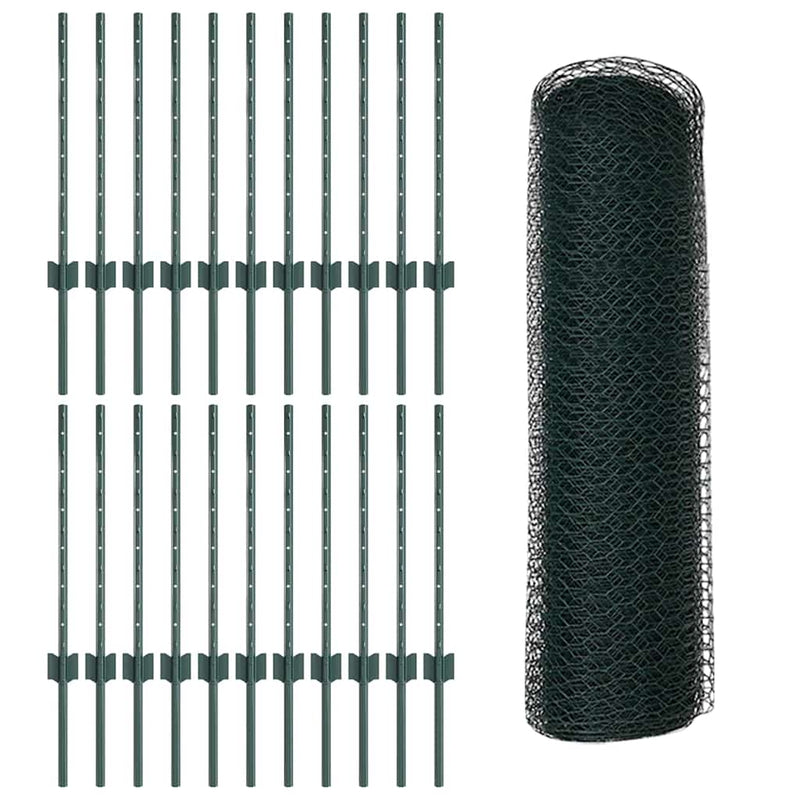 vidaXL Kerítés oszlopokkal Zöld 0.6 x 50 m Acél