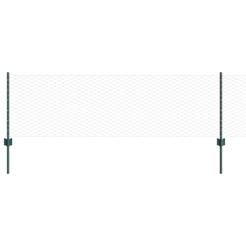 vidaXL Kerítés oszlopokkal Zöld 0.6 x 50 m Acél