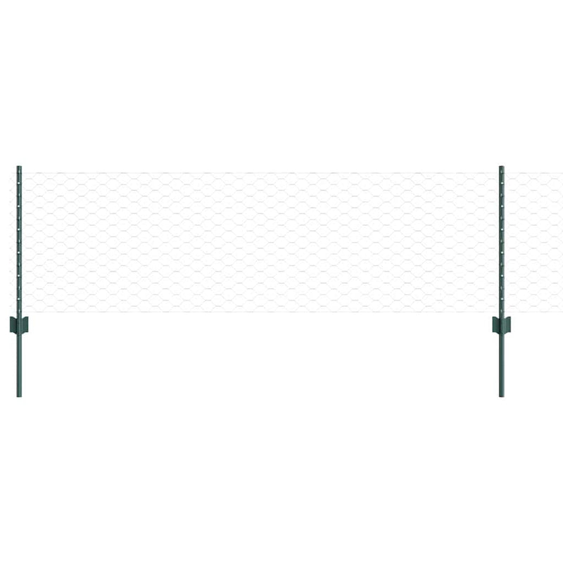 vidaXL Kerítés oszlopokkal Zöld 0.6 x 50 m Acél