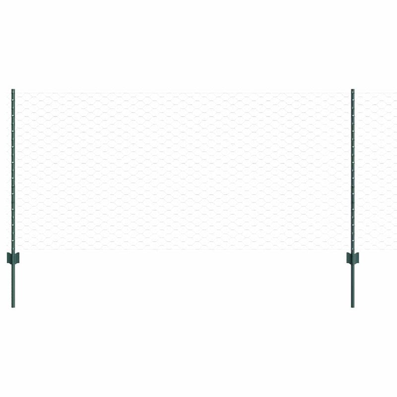 vidaXL Kerítés oszlopokkal Zöld 1 x 50 m Acél