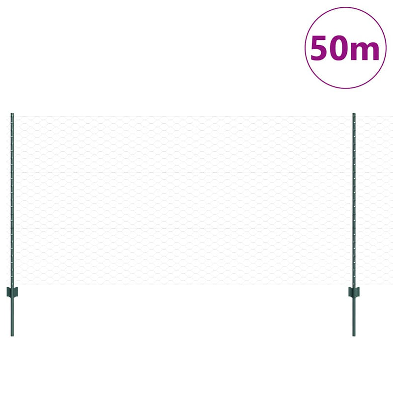 vidaXL Kerítés oszlopokkal Zöld 1.2 x 50 m Acél