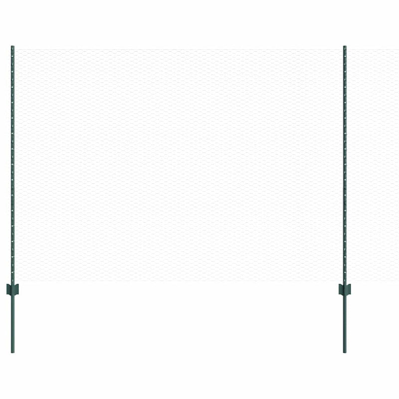 vidaXL Kerítés oszlopokkal Zöld 1.5 x 50 m Acél