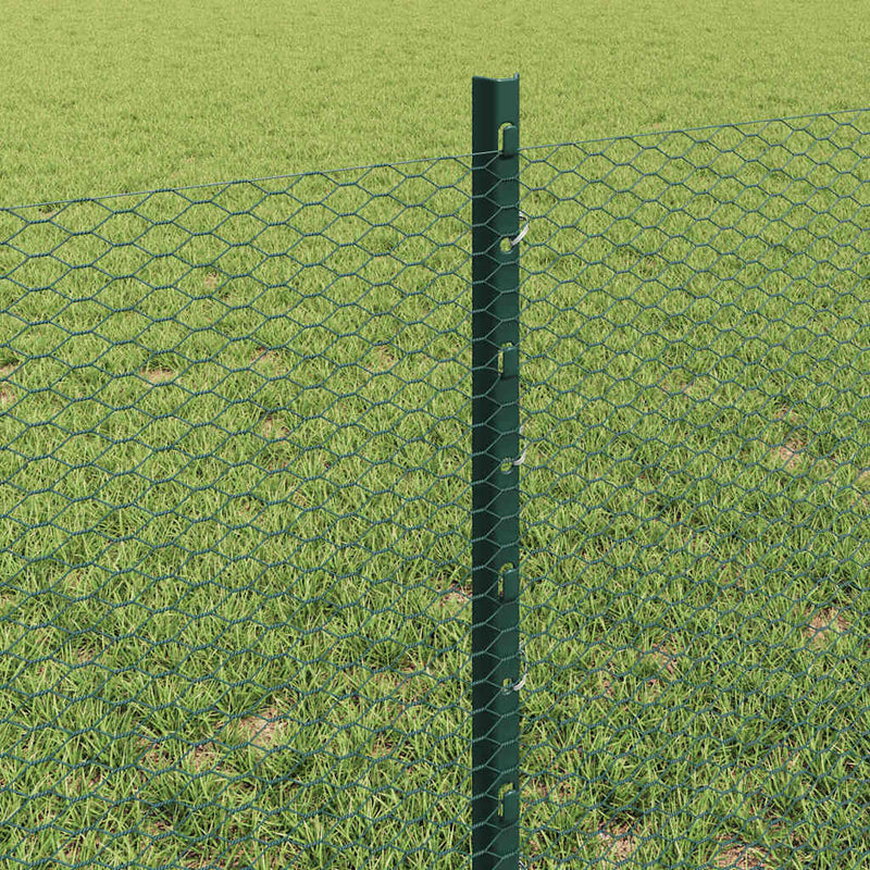 vidaXL Kerítés oszlopokkal Zöld 0.6 x 100 m Acél