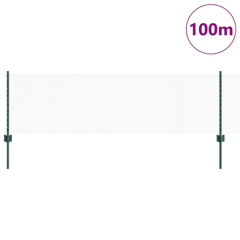 vidaXL Kerítés oszlopokkal Zöld 0.6 x 100 m Acél