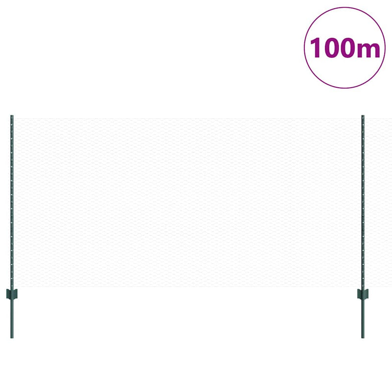 vidaXL Kerítés oszlopokkal Zöld 1.2 x 100 m Acél