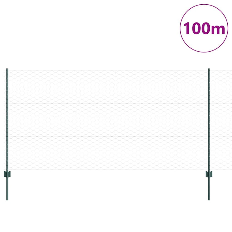 vidaXL Kerítés oszlopokkal Zöld 1.2 x 100 m Acél