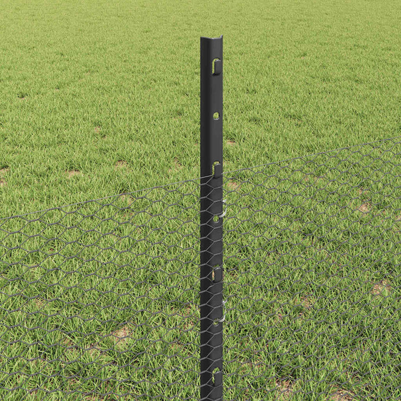 vidaXL Kerítés oszlopokkal Szürke 0.5 x 10 m Acél