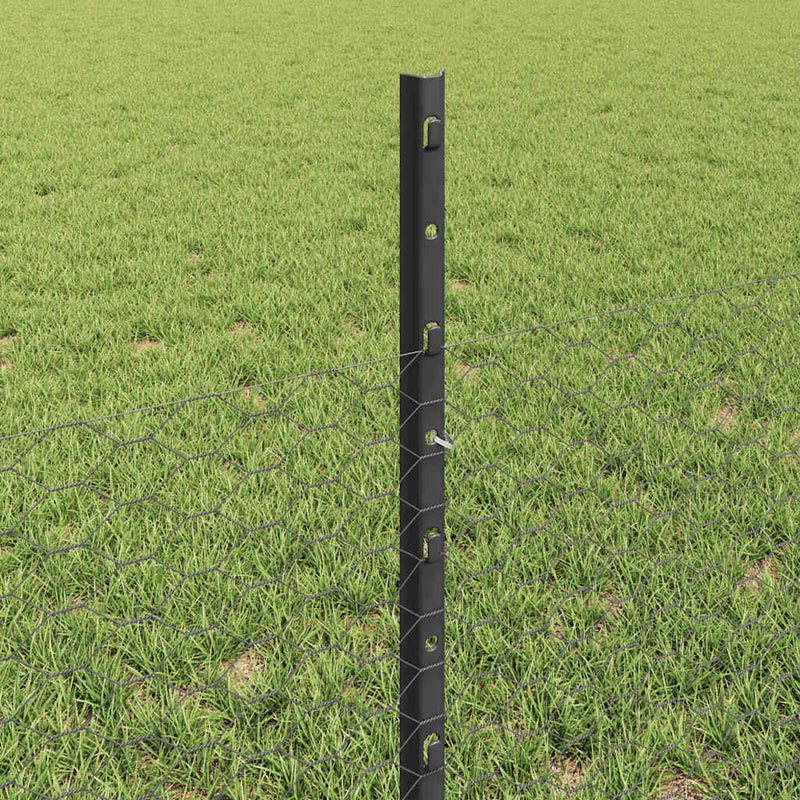 vidaXL Kerítés oszlopokkal Szürke 0.5 x 10 m Acél