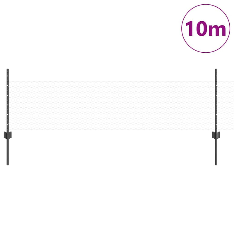 vidaXL Kerítés oszlopokkal Szürke 0.5 x 10 m Acél