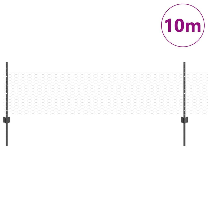 vidaXL Kerítés oszlopokkal Szürke 0.5 x 10 m Acél