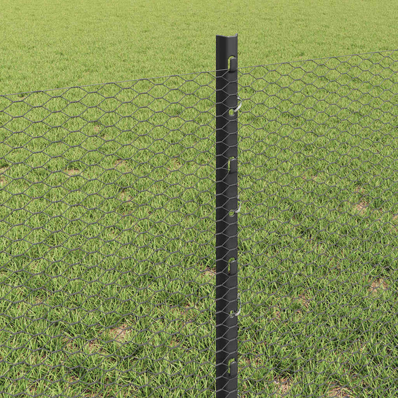 vidaXL Kerítés oszlopokkal Szürke 0,6 x 10 m Acél