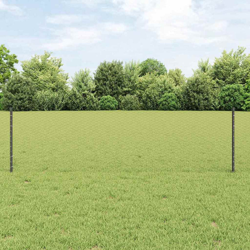 vidaXL Kerítés oszlopokkal Szürke 0,6 x 10 m Acél