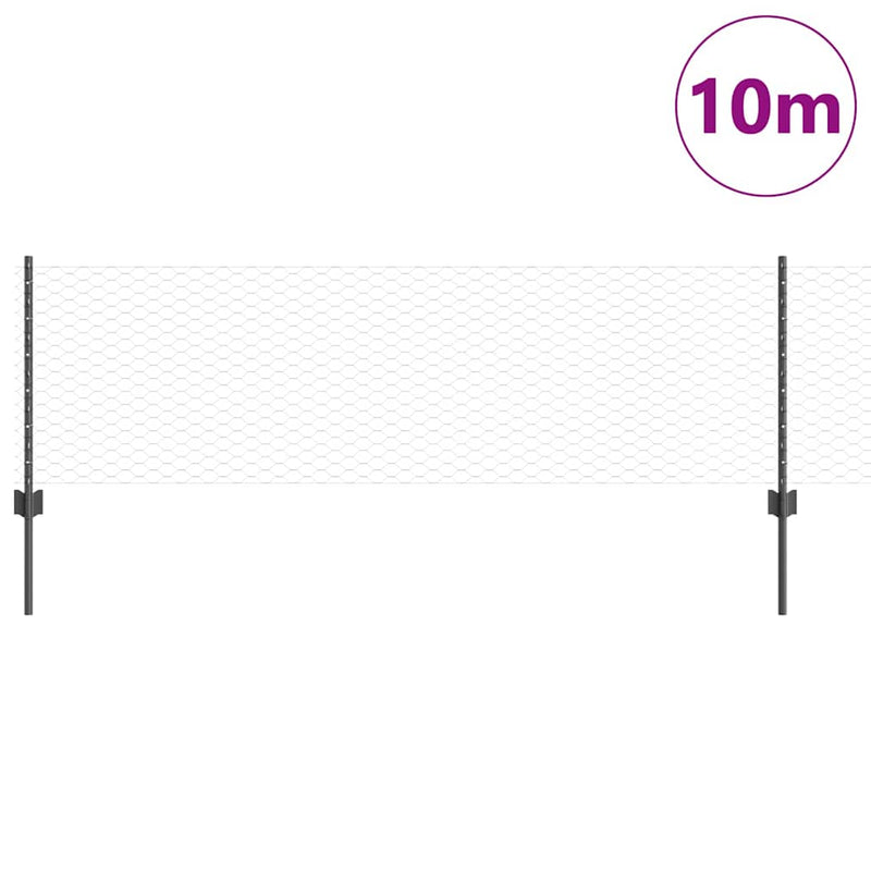 vidaXL Kerítés oszlopokkal Szürke 0,6 x 10 m Acél