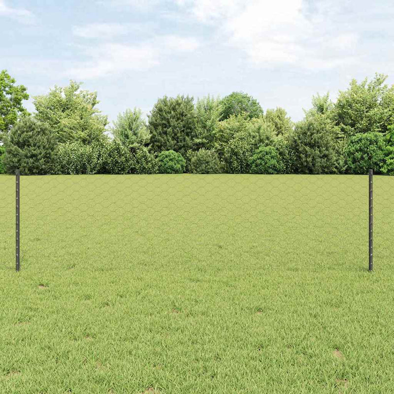 vidaXL Kerítés oszlopokkal Szürke 0,6 x 10 m Acél
