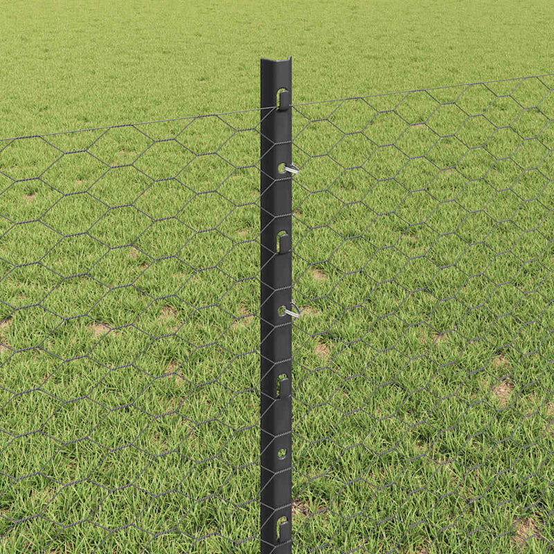 vidaXL Kerítés oszlopokkal Szürke 0.8 x 10 m Acél