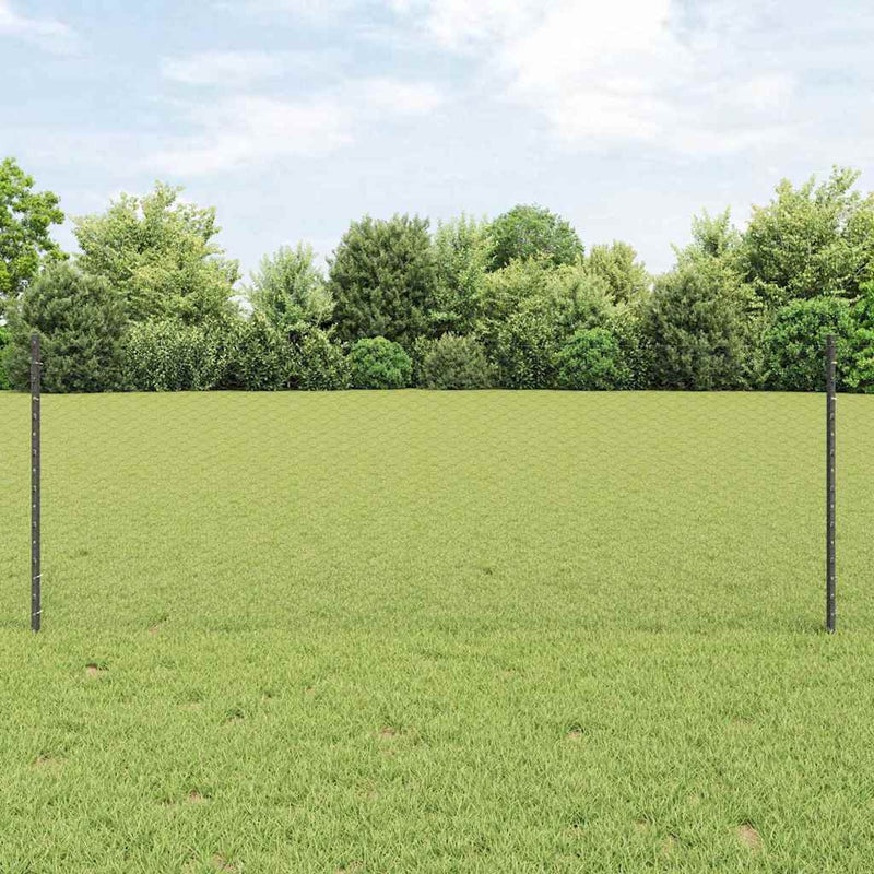 vidaXL Kerítés oszlopokkal Szürke 0.8 x 10 m Acél