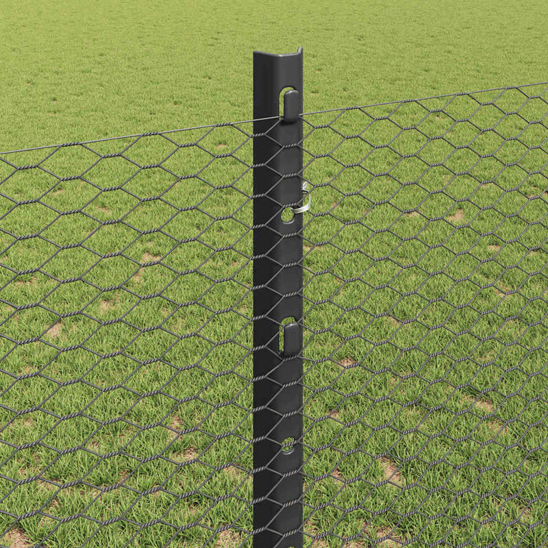 vidaXL Kerítés oszlopokkal Szürke 1.2 x 10 m Acél