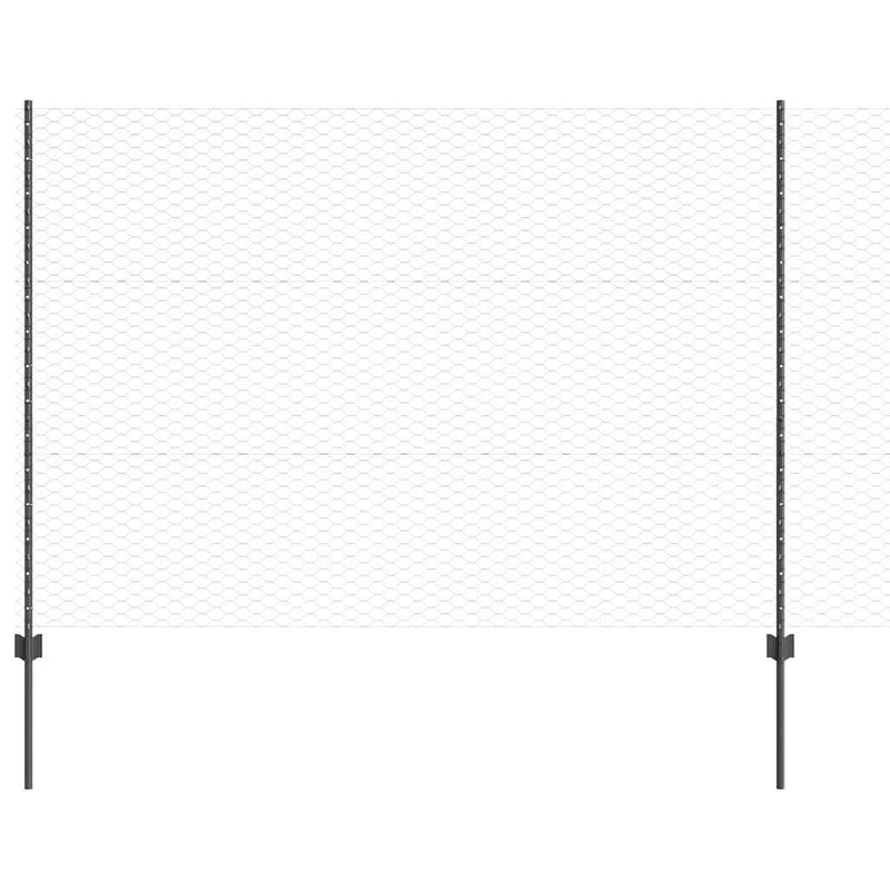 vidaXL Kerítés oszlopokkal Szürke 1.5 x 10 m Acél