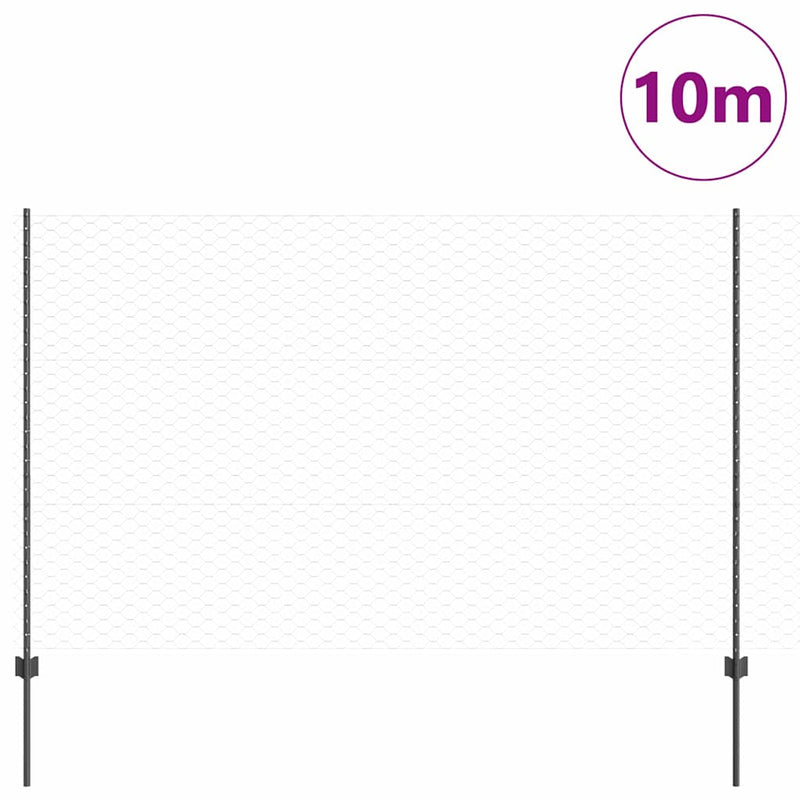 vidaXL Kerítés oszlopokkal Szürke 1.5 x 10 m Acél