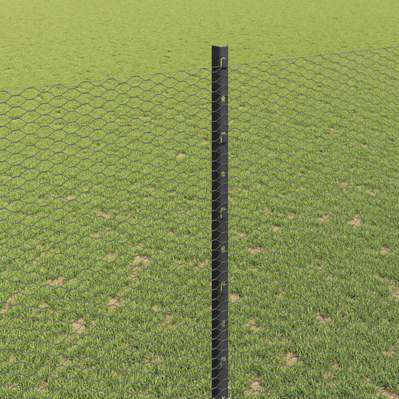 vidaXL Kerítés oszlopokkal Szürke 1.6 x 10 m Acél