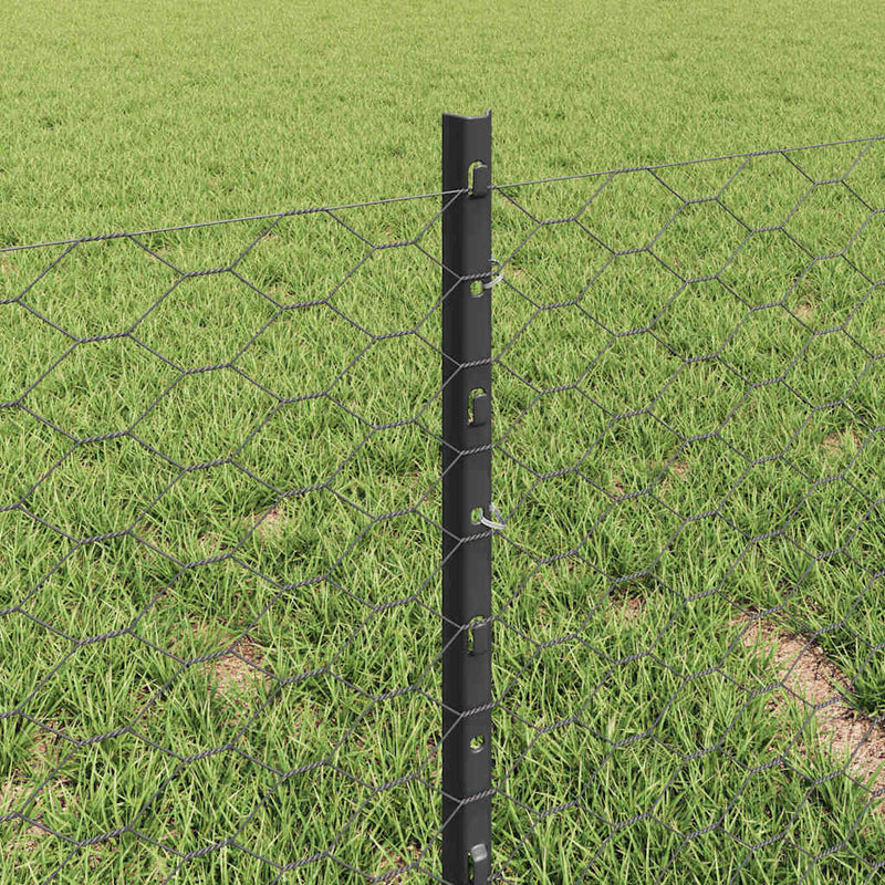 vidaXL Kerítés oszlopokkal Szürke 0,4 x 25 m Acél