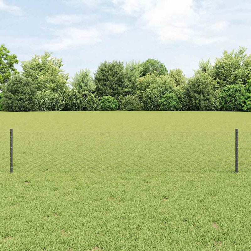 vidaXL Kerítés oszlopokkal Szürke 0,4 x 25 m Acél