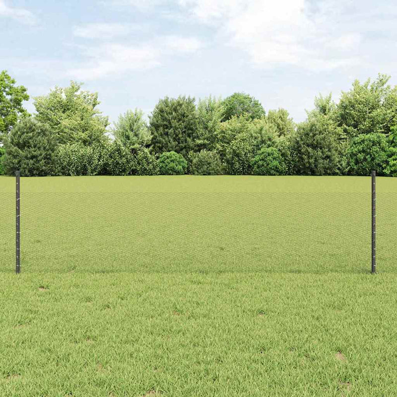 vidaXL Kerítés oszlopokkal Szürke 0.5 x 25 m Acél