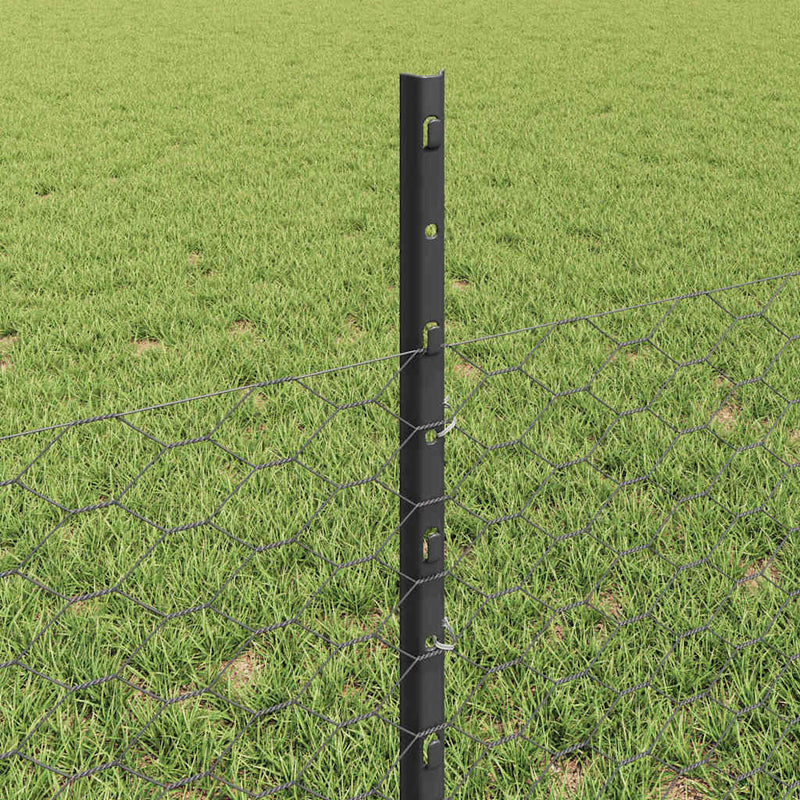 vidaXL Kerítés oszlopokkal Szürke 0.5 x 25 m Acél