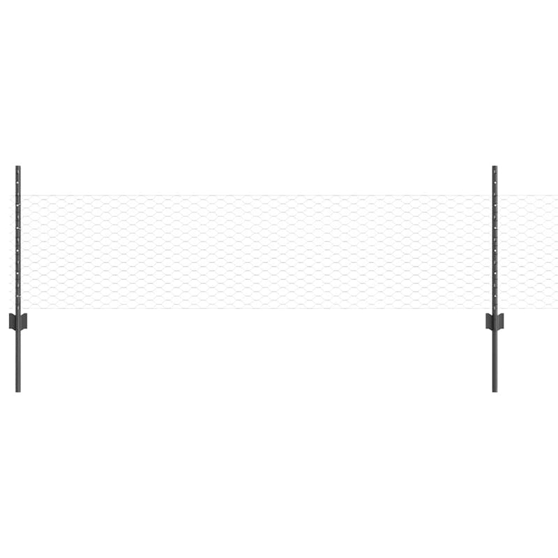 vidaXL Kerítés oszlopokkal Szürke 0.5 x 25 m Acél