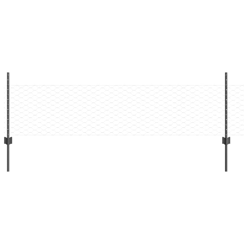 vidaXL Kerítés oszlopokkal Szürke 0.5 x 25 m Acél