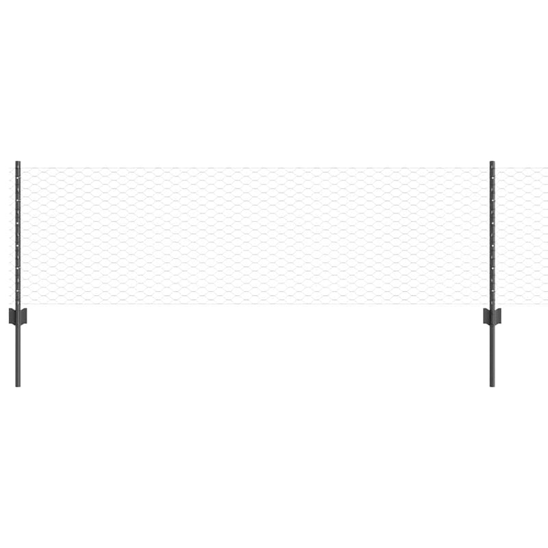 vidaXL Kerítés oszlopokkal Szürke 0,6 x 25 m Acél